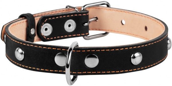 Ошейник Collar одинарный с украшением, 12 мм, 24-32 черный