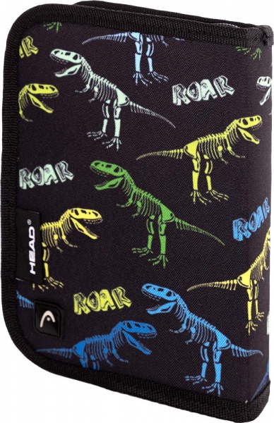 Пенал школьный AC1 Dinos era Head черный с рисунком