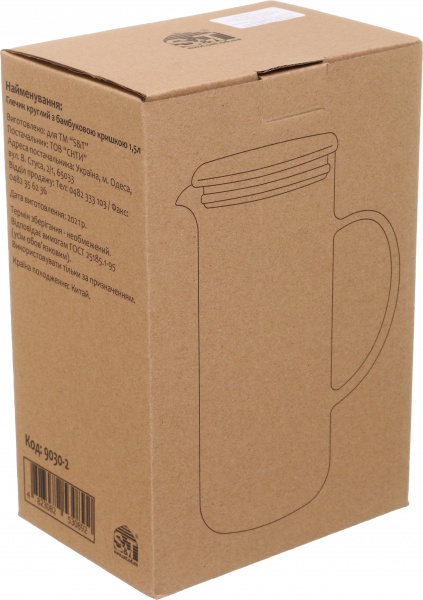 Кувшин с бамбуковой крышкой 1,5 л 9030-2 S&T