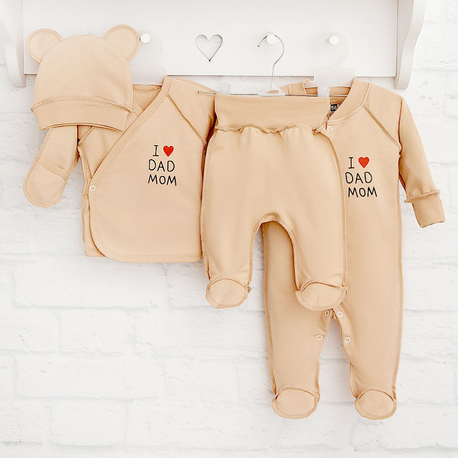 Комплект для новорожденных Blanka Люблю папу маму бежевый р.50-56 110911