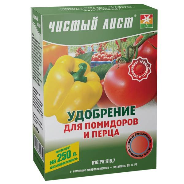 Удобрение кристаллическое Чистый лист для помидоров и перца 300 г