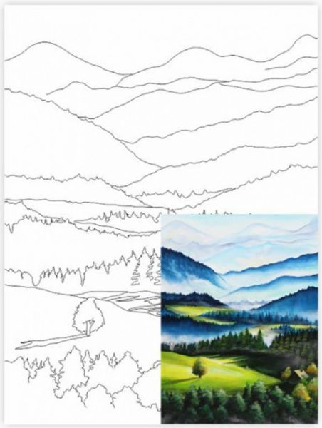 Холст на картоне с контуром Пейзаж №30 Rosa Start 