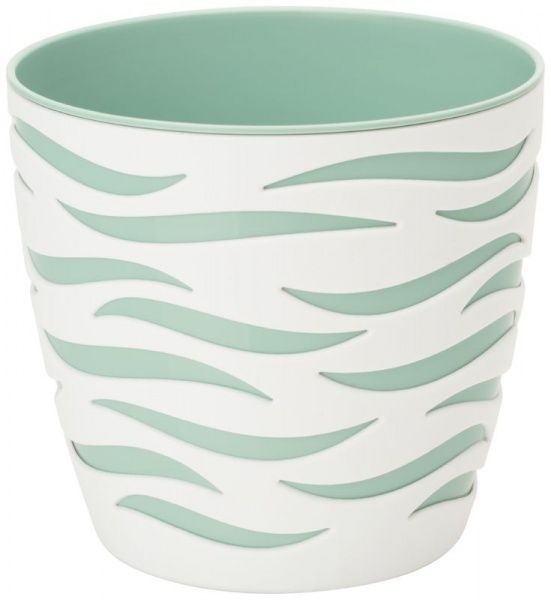 Горщик пластиковий Form Plastic Сахара-Дуо-14 круглий 1,65л білий із м'ятним (4400-011+067W) 