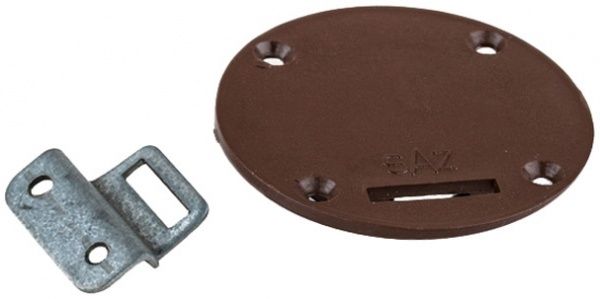 Замок мебельный барный накладной d63 мм пластиковый коричневый