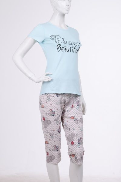 Пижама женская Roksana Mouse 782/12008 р. XL голубой с бежевым 