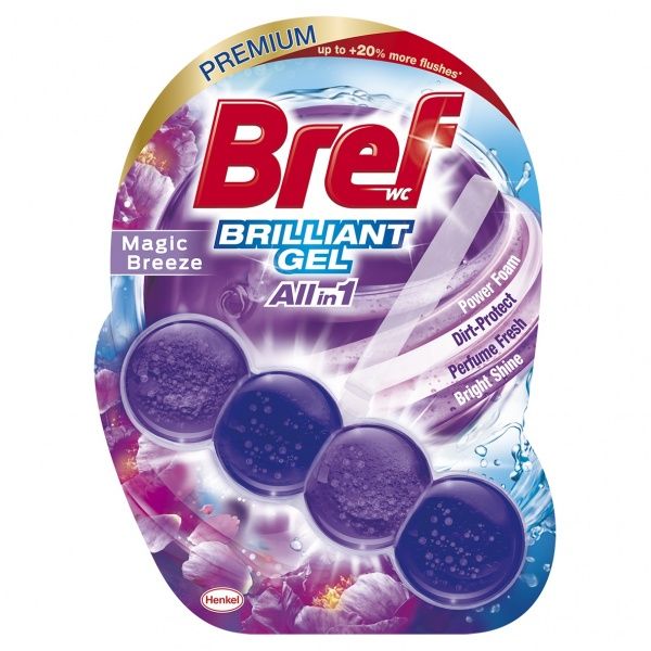 Туалетный блок Bref Brilliant гель Волшебный бриз 42 г 
