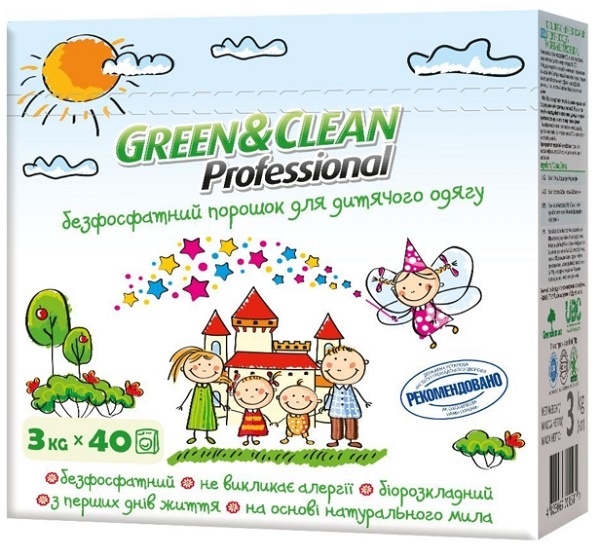 Стиральный порошок для машинной стирки Green&Clean для детских вещей 3 кг