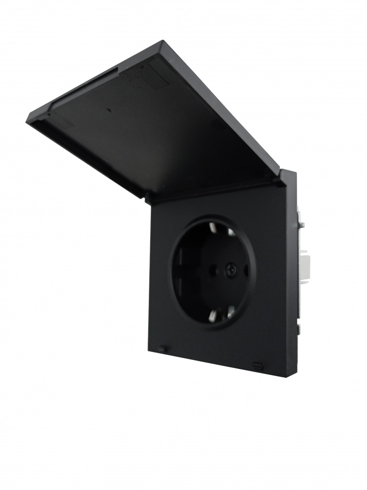 Розетка с крышкой бытовая с заземлением HausMark Juna черный