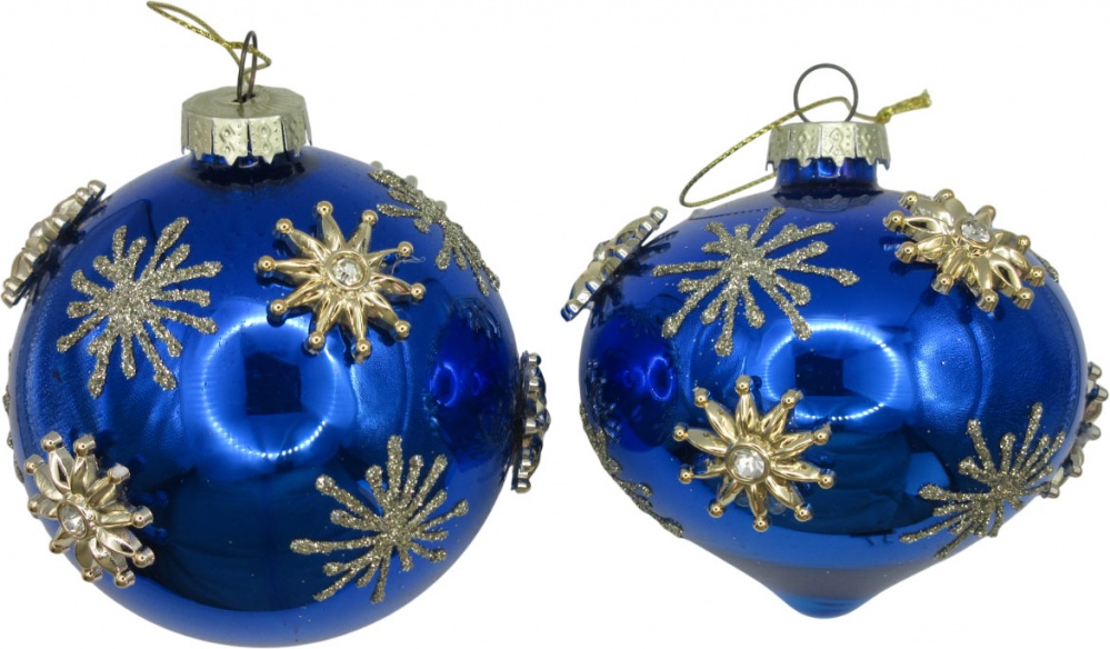 Игрушка на елку YANCHENG BUYU шар/волчок стеклянная звезда d8 см синий