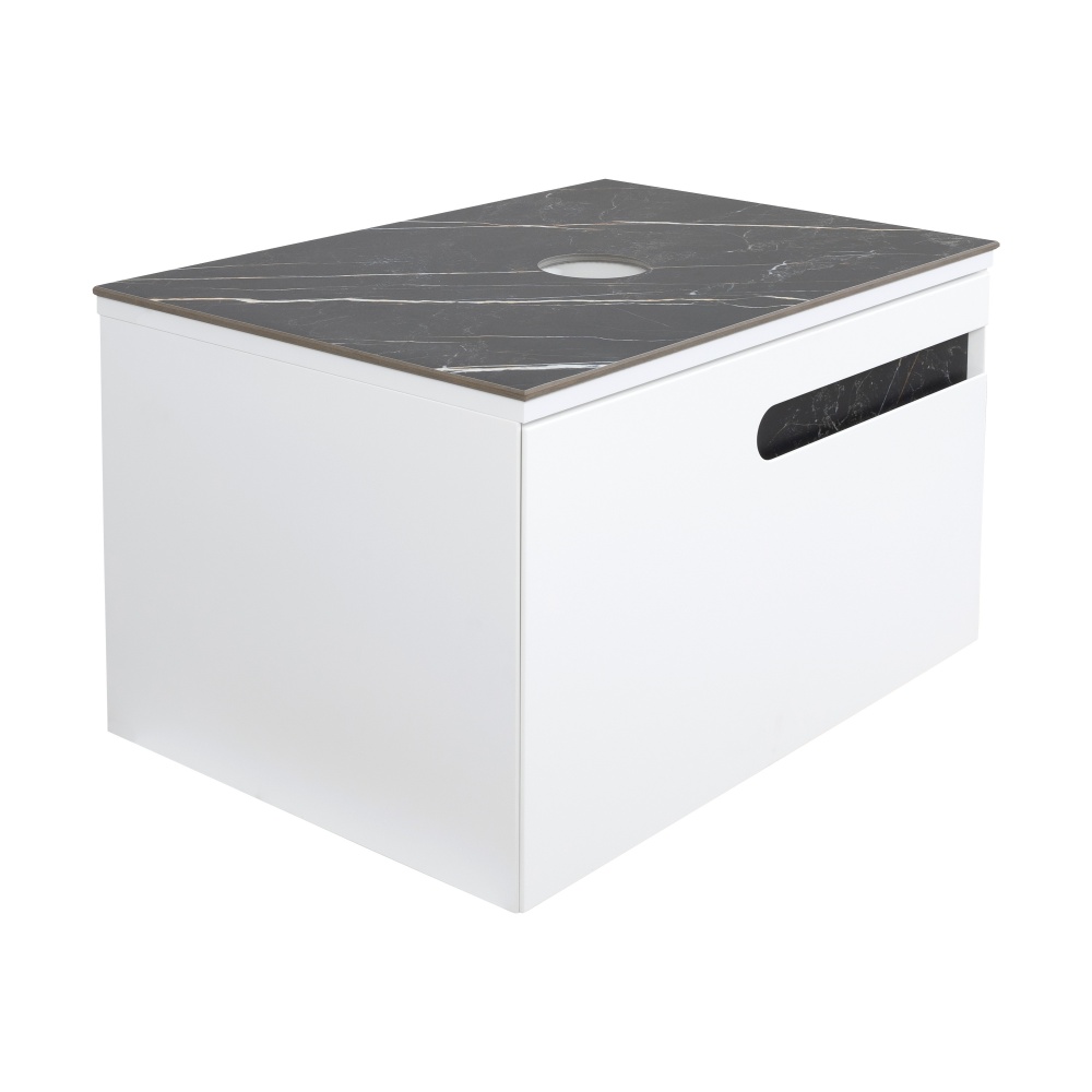 Тумба под умывальник Aqua Rodos OSTIN белый мат со столешницей керамогранит Namibia Black 70 см