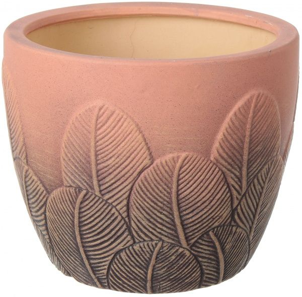 Горщик Viet Thanh Ceramic з блюдцем перо 22х18 см VT.11660-2 круглий коричневий 