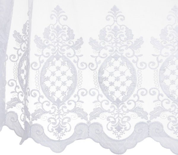 Ткань тюлевая Scarlett Samoa 747201/11 вышивка вензель на сетке 285 см белый 
