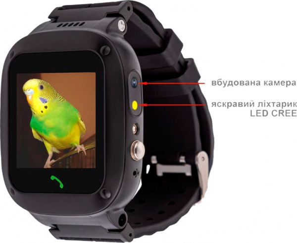 Смарт-часы AmiGo GO004 Splashproof Camera+LED black (882418)