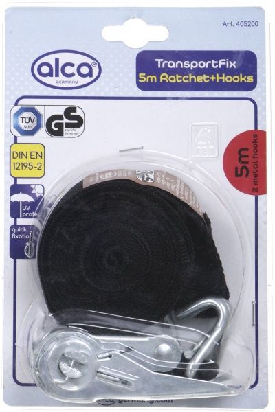 Ремінь для кріплення вантажу Alca 5m 2 крюка 405200 Alca