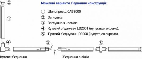 Шинопровід 1-фазний LightMaster CAB2000 200 см чорний 