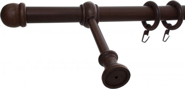 Карниз Gardinia Bona одинарний укомплектований d28 мм 240 см горіх 