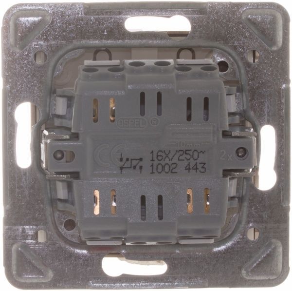 Вимикач двоклавішний Ospel Impresja з підсвіткою 16 А 250В IP20 золотий