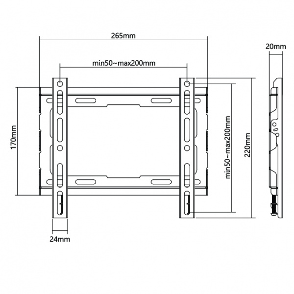 Кріплення для телевізора Kivi Basic-22F, 45кг, фіксовані 23