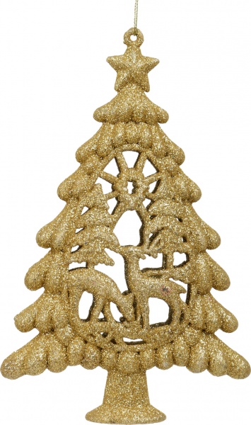 Декоративная подвеска Елка LD08083 20 см золотой