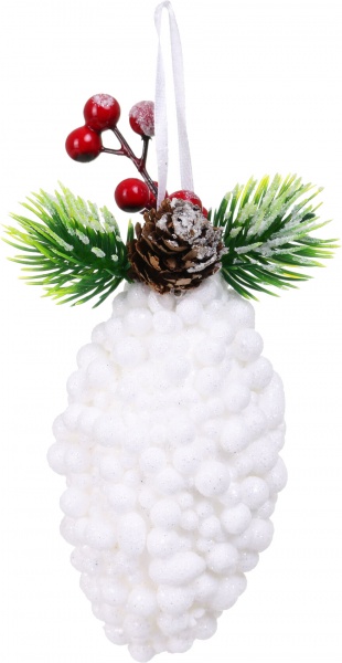 Декоративная подвеска Шар с декором 11 см белый HL21-36