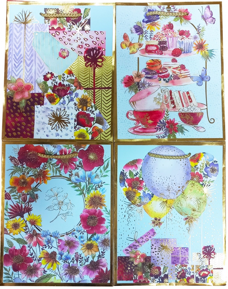 Пакет подарочный премиум класса 32 х 26 см цветочные дизайны