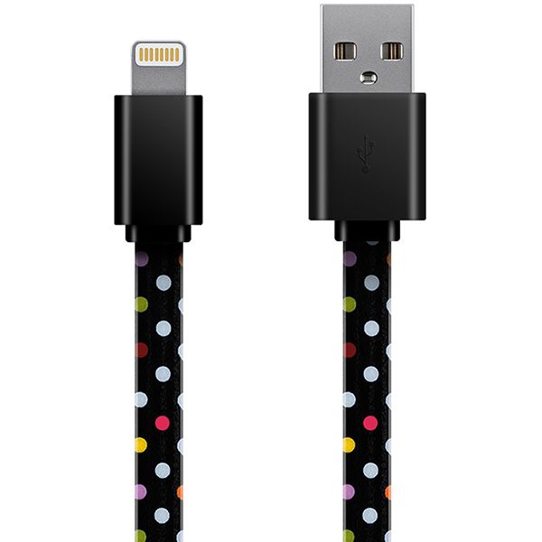 Кабель Luxe Cube Flat Litghtning to USB Palka Dot black