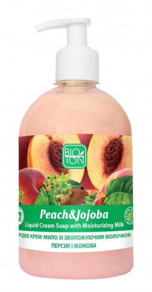 Крем-мыло Bioton Персик и Жожоба с глицерином и увлажняющим молочком 500 мл