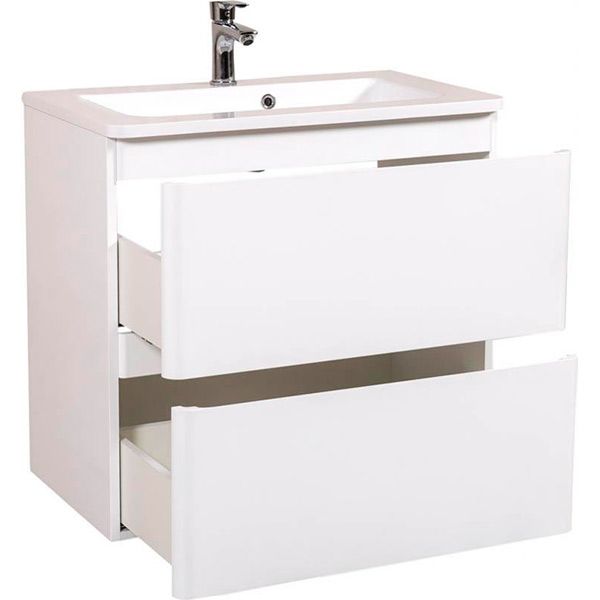 Тумба подвесная Aqua Rodos Accent 60 белый глянец под умывальник из искусственного камня Альфа 60 и мрамора Accent