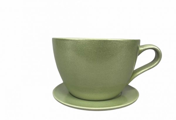 Горщик керамічний Чашка з підставкою круглий 1 л фісташка 