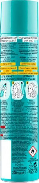 Сухой шампунь L'Oreal Paris Magic Shampoo Invisible цитрусовая волна 200 мл 
