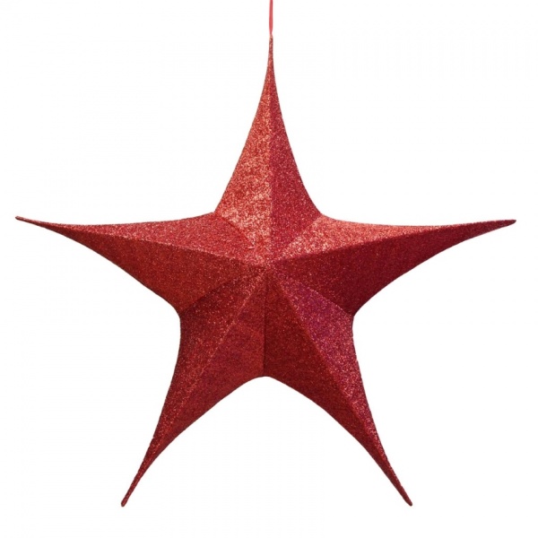 Декорація новорічна Зірка з блискітками червона Z110R 110 см 