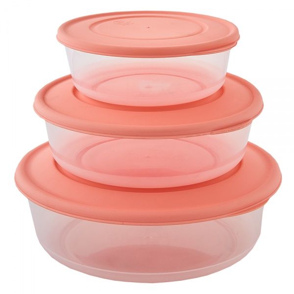 Набір контейнерів для зберігання круглий Альфа 3 шт (3 л,2л,1л) абрикосовий Алеана