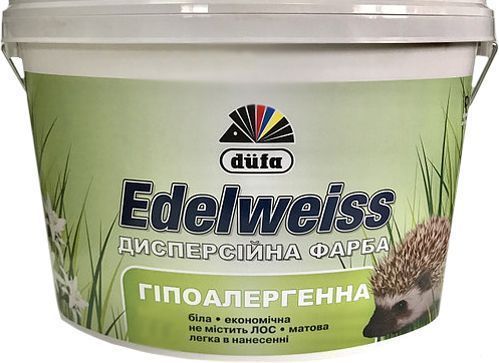 Фарба акрилова Dufa гіпоалергенна Edelweiss D601 мат білий 14кг