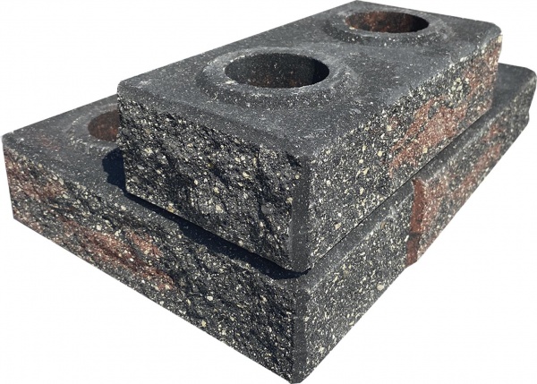 Цегла гіперпресована LEGO-FASAD колота кутова червоно-чорна