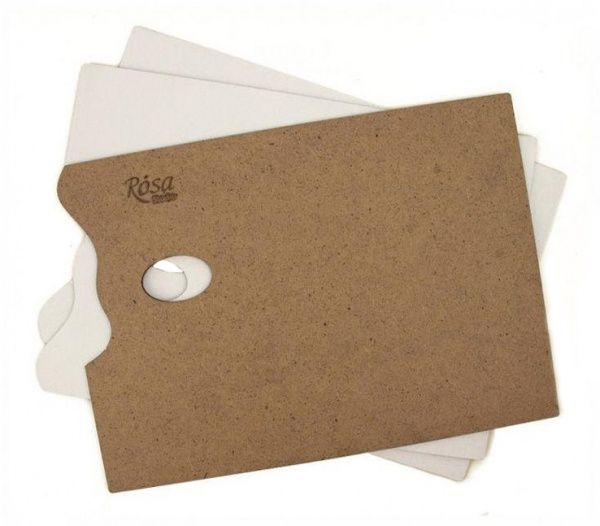 Палітра дерев'яна прямокутна ДВП ґрунтована 25x35см