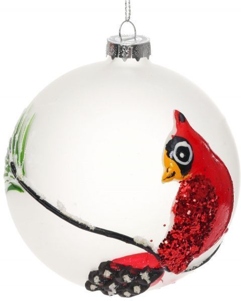 Куля скляна d100 JF141632 білий із червоним