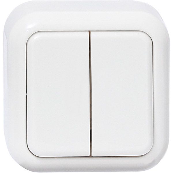 Вимикач двоклавішний Expert Power IP20 без підсвітки 10 А 250В білий HSN-SWP.H3A20G2W1-WH