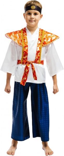 Костюм карнавальний КАРНАВАЛІЯ Самурай р.110-116 білий із синім 