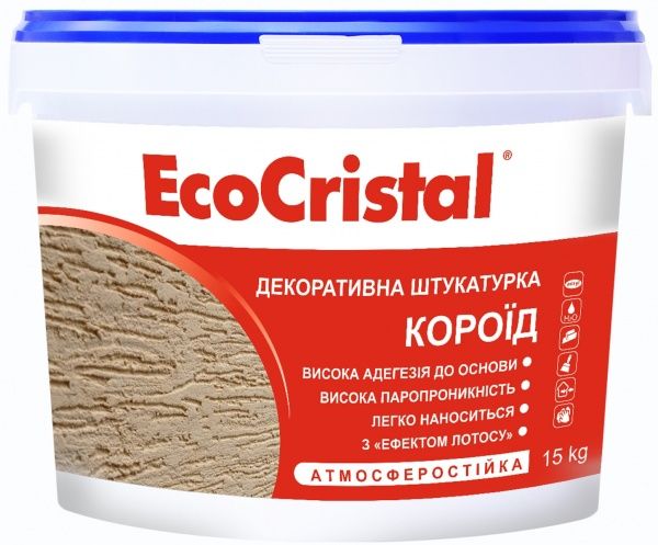 Декоративна штукатурка короїд EcoCristal ІР-53 2,0 мм 25 кг білий