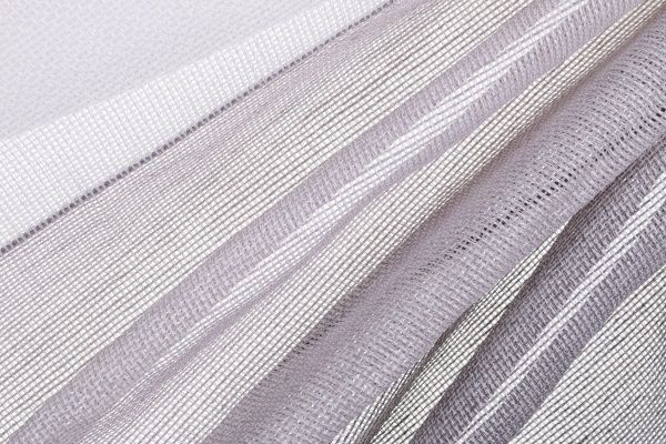 Ткань тюлевая сетка с полосками 295 см светло-серый 