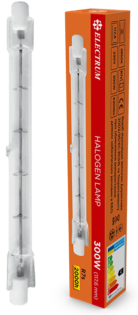 Лампа галогенная Electrum линейная 300 Вт R7S 220 В прозрачная (A-HL-0059)