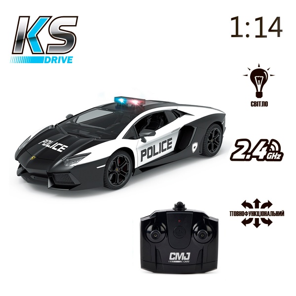 Машинка KS Drive Lamborghini Aventador Police 2.4Ghz чорно-білий 1:24 114GLPCWB