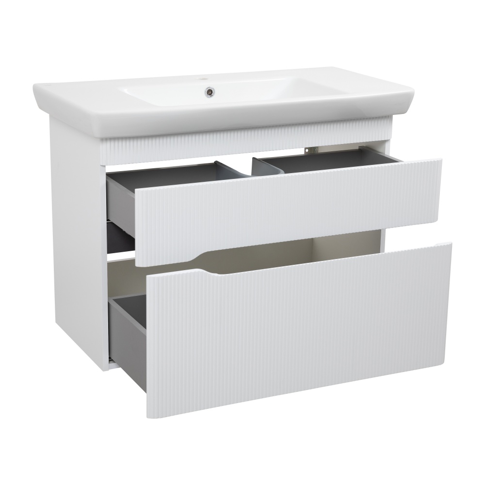 Тумба Aqua Rodos MONACO (белый мат) с умывальником Порто 95 см