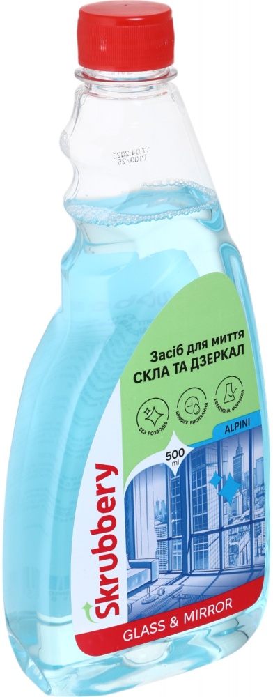 Засіб миючий для скла та дзеркал SKRUBBERY Alpini (запаска) 0,5 л