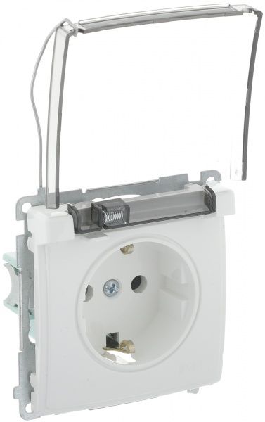 Розетка із заземленням Simon Basic з кришкою білий BMGSZ1B.01/11a