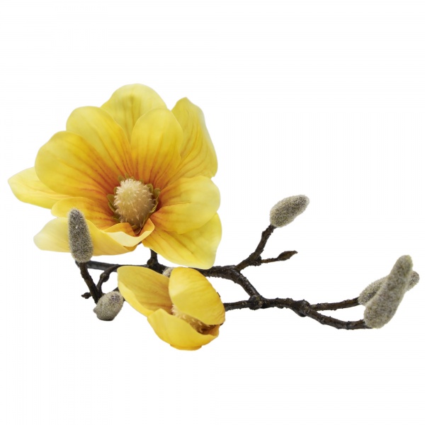 Веточка декоративная Магнолия 45 см (желтая) 631499