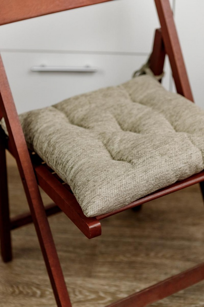 Подушка на стул Chenilla серая 40х40 см Прованс