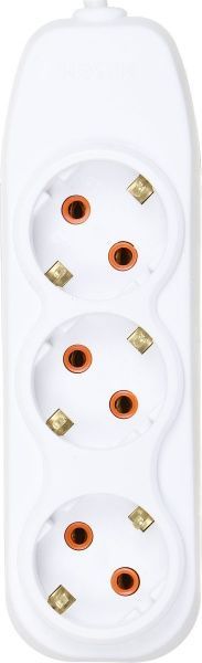 Комплект Nilson подовжувач + трійник із заземленням 3 гн. білий 2 м 