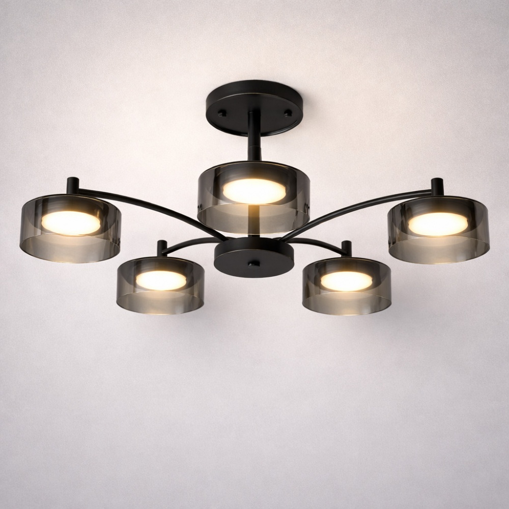 Люстра стельова LIGHT SET DUSHA MS241 5x12 Вт GX53 чорний/димчастий