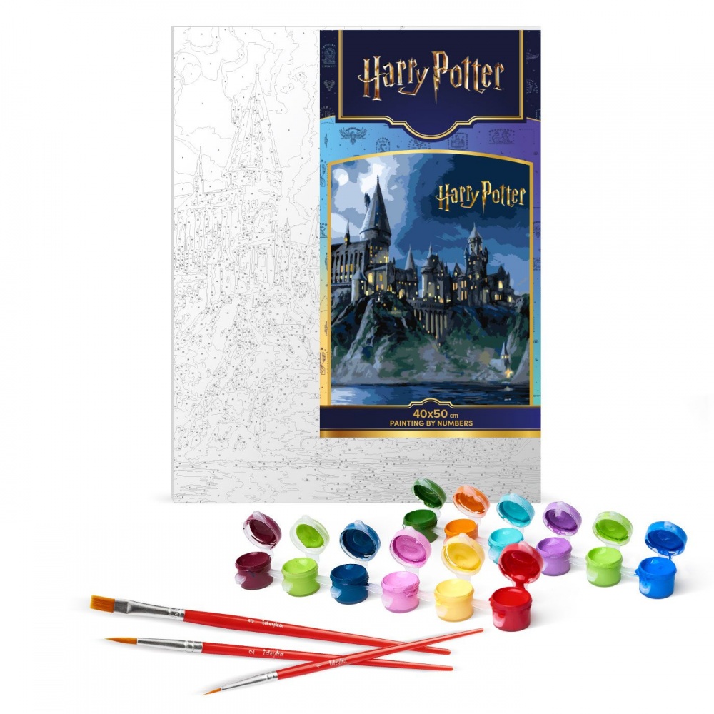 Картина по номерам Harry Potter: Хогвартс ночью с красками металлик extra ©Warner Bros. 40х50 см Ideyka